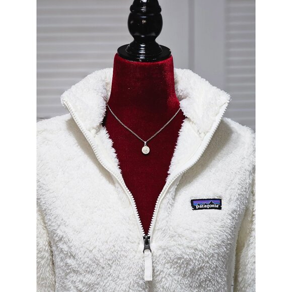 Patagonia Women's Ivory Sherpa Fleece 1/4 Zip Pullover Size Medium 2205 - Picture 5 of 14